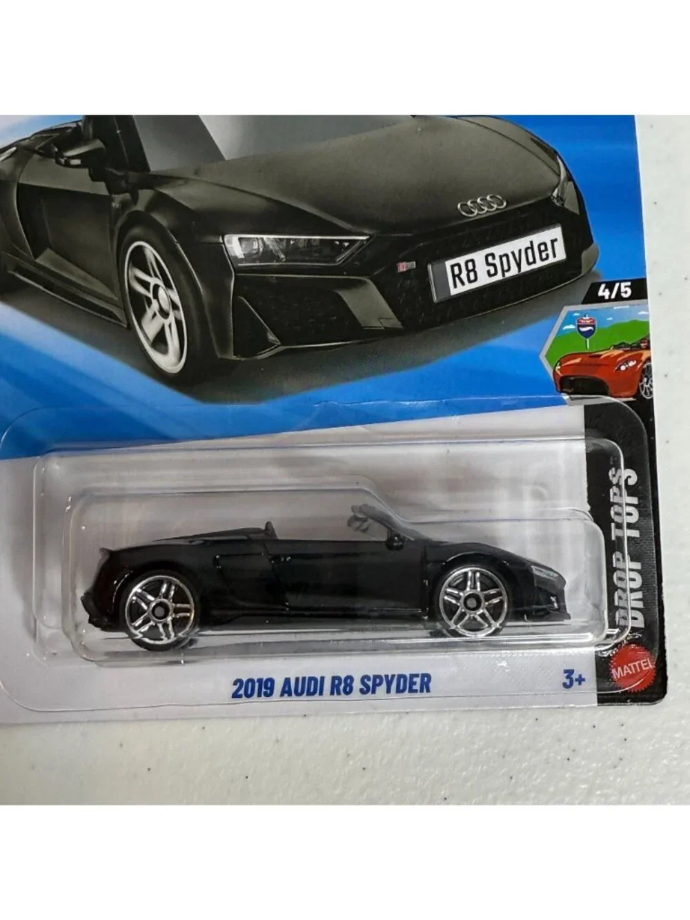 Hot Wheels 2019 Audi R8 Spyder Drop Tops 4/5 Black Diecast NOC